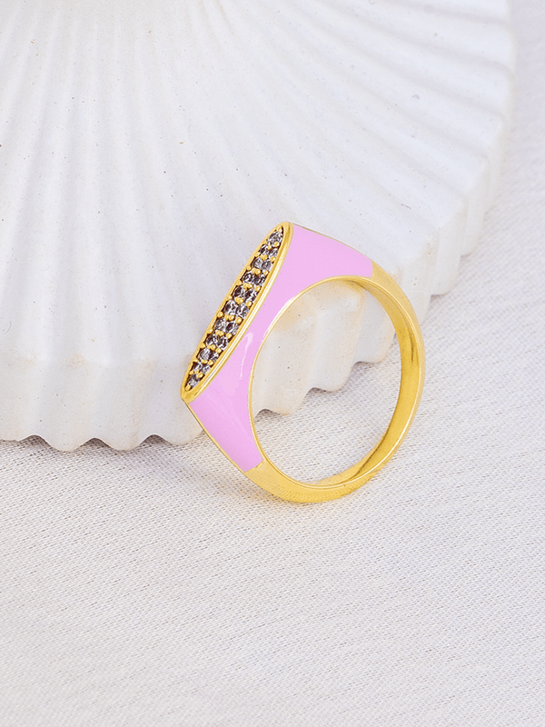 Pink Enamel Studded Ring - Perfectly Average