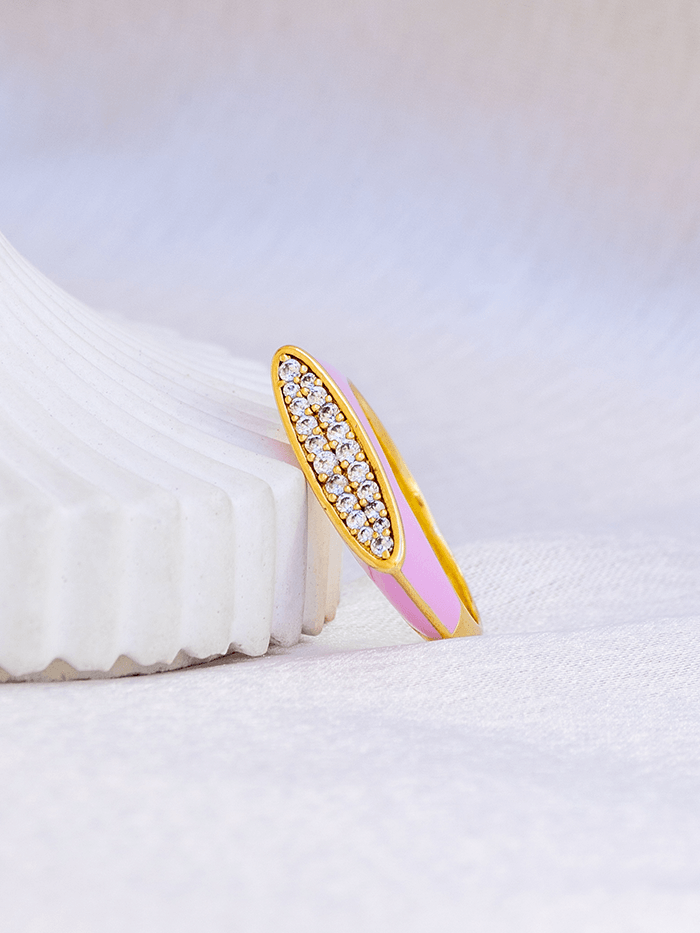 Pink Enamel Studded Ring - Perfectly Average
