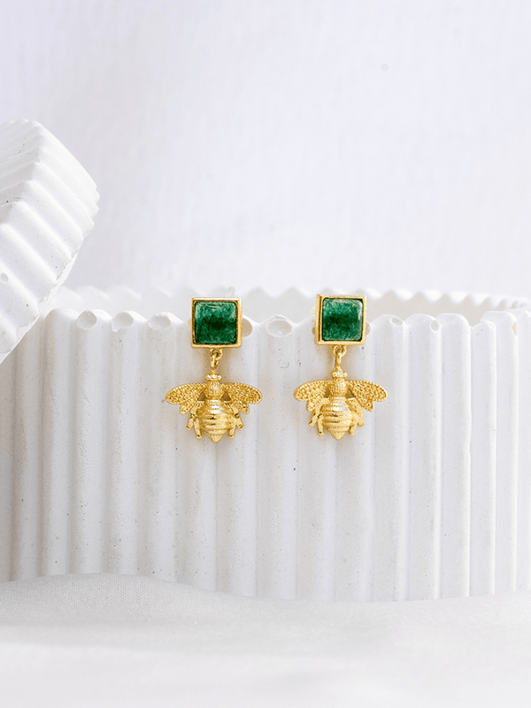 Studded Bee Drop Earrings - Perfectly Average
