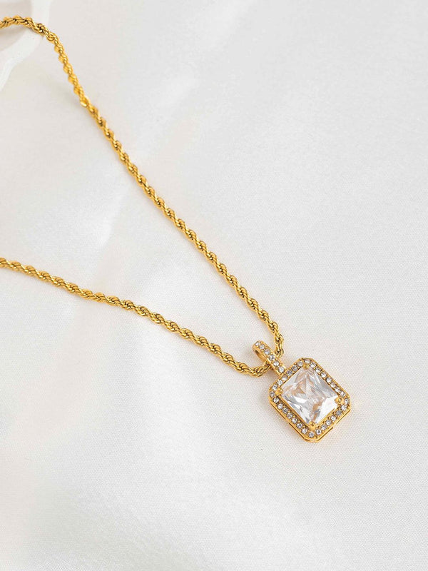 White CZ square Necklace - Perfectly Average