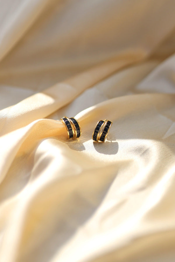 Black Baguette Studs - Perfectly Average