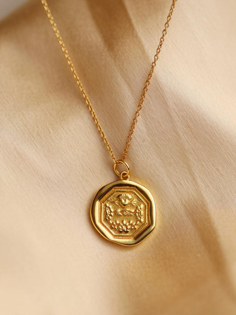 Ancient Gold Coin Pendant Christian Cross & Stainless Chain Necklace –  B.BéNI® Jewelry