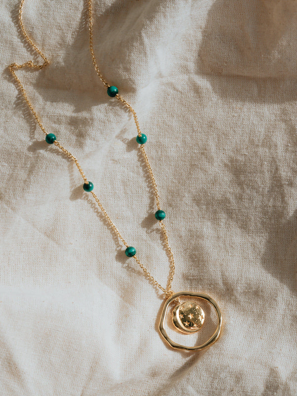 Malachite Beaded Double Charm Necklace - Perfectly Average